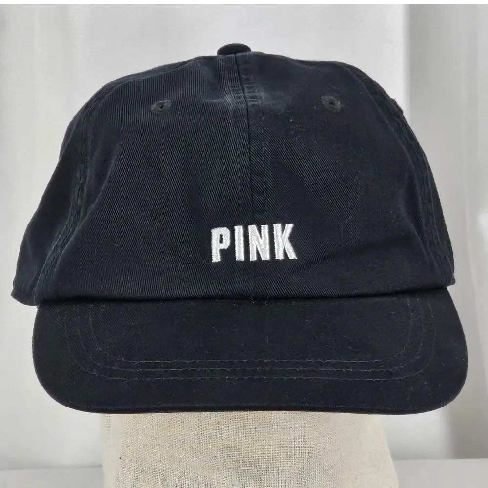 VS PINK BLACK BASEBALL CAP – WHITE EMBROIDERY – ADJUSTABLE STRAP – STREETWEAR